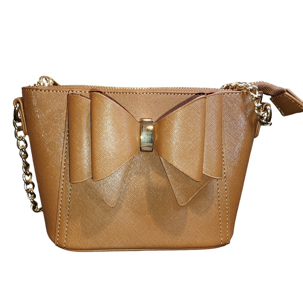 Double Bow Crossbody Purse with Gold Chain Strap